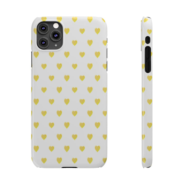 Preppy Hearts in Yellow, Heart Pattern,  Preppy Gift summer iPhone Case, Samsung Slim and Sleek, Classic, Impact Resistant Shell