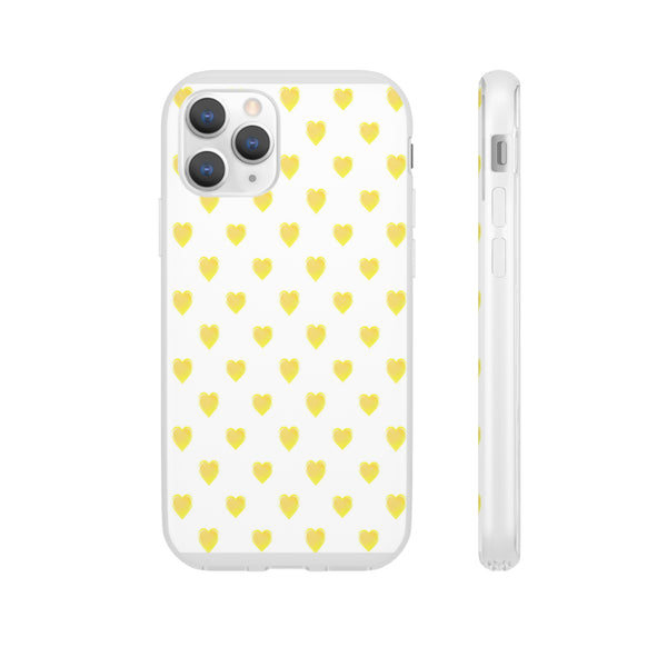 Flexible Phone Case - Yellow Hearts, Preppy iPhone case, Nantucket, Hamptons Inspired Samsung, Gift Present White Background, Clear Case