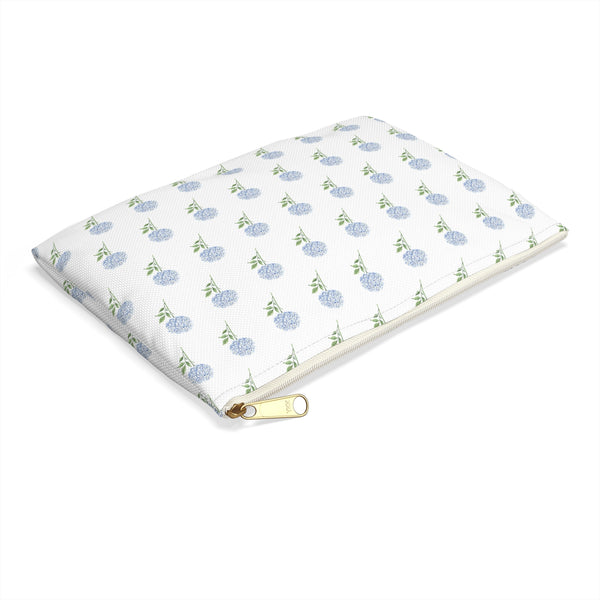 Preppy Watercolor Blue Hydrangea  Pattern Bag - Accessory Pouch Zip Closure Available in Two Sizes