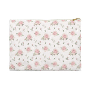 Boho Chic floral pattern in pink and green  - Accessory Pouch Available in Two Sizes