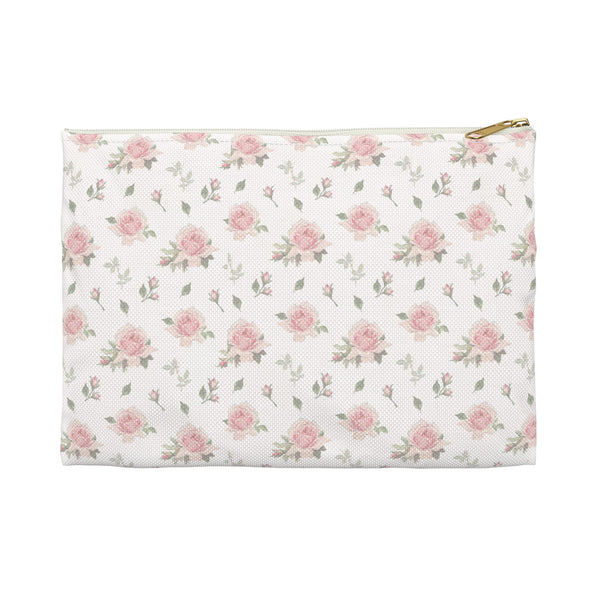 Boho Chic floral pattern in pink and green  - Accessory Pouch Available in Two Sizes