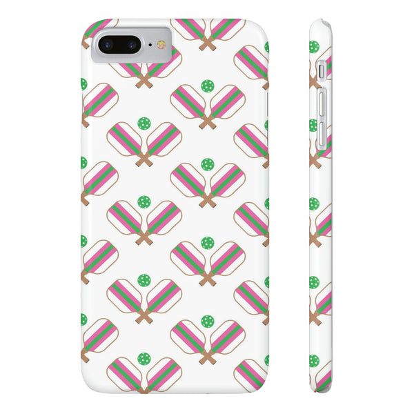 Pickle Ball Pickleball Lover Phone Case, Samsung,  iPhone Case Slim and Sleek, Preppy and Classic, Impact Resistant Shell Pink & Green