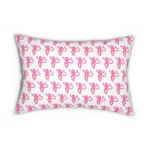 Decorative Lumbar Pillow Preppy Pink Monkeys with insert , 14" X 20"