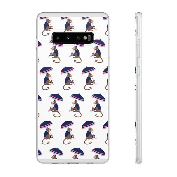Flexible Phone Case - Preppy Chinoiserie Monkey Pattern  iphone Samsung clear access to all ports and functions