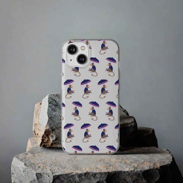 Flexible Phone Case - Preppy Chinoiserie Monkey Pattern  iphone Samsung clear access to all ports and functions