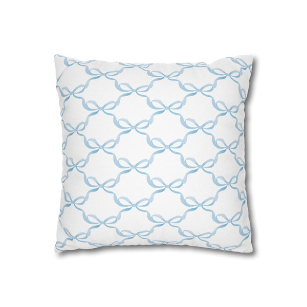 Watercolor Bow Blue Pillow Cover with Zip Closure - Cover Only - Insert not included - teen, tween, dorm room