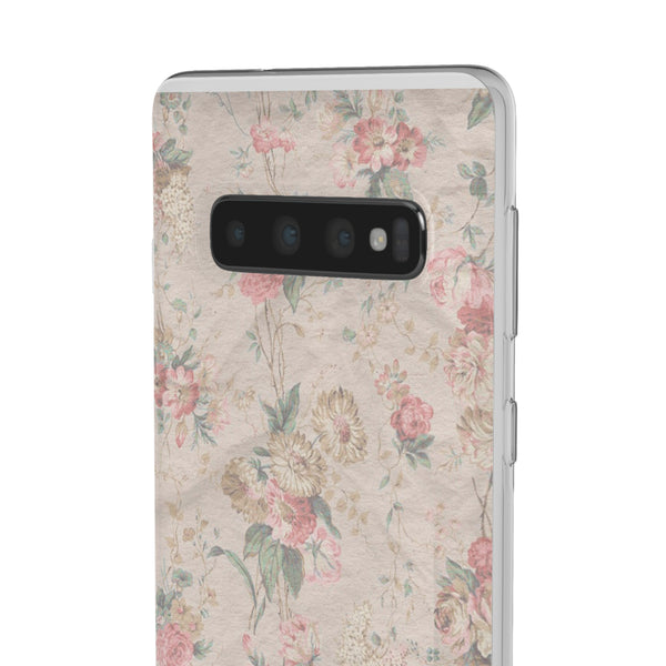 Flexible Phone Case in Romantic Floral Print - Beige, Neutral Tones