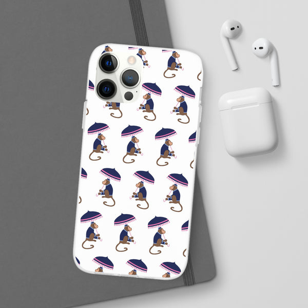 Flexible Phone Case - Preppy Chinoiserie Monkey Pattern  iphone Samsung clear access to all ports and functions