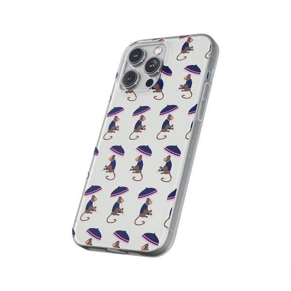 Flexible Phone Case - Preppy Chinoiserie Monkey Pattern  iphone Samsung clear access to all ports and functions