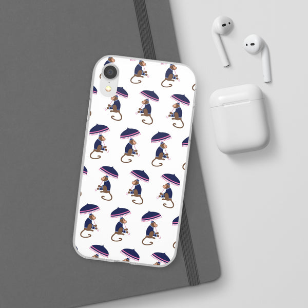 Flexible Phone Case - Preppy Chinoiserie Monkey Pattern  iphone Samsung clear access to all ports and functions