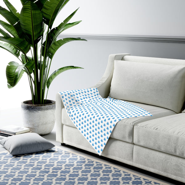 Baby Swaddle Blanket in preppy watercolor heart print pattern - blue and white for boys or girls