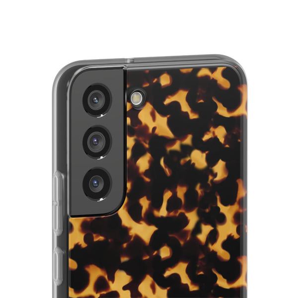 Flexible Phone Case - Tortoise Print Chic Spots leopard in classic neutral phones iphone Samsung clear access to all ports and functions