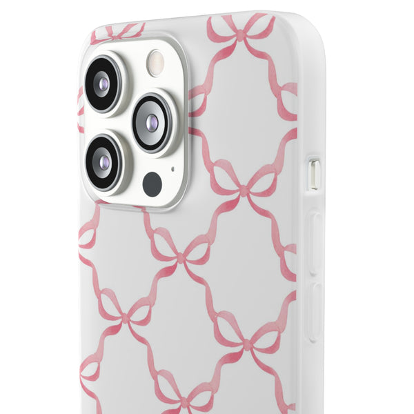 Flexible Phone Case - Preppy Chinoiserie Watercolor Bows iphone Samsung clear access to all ports and functions