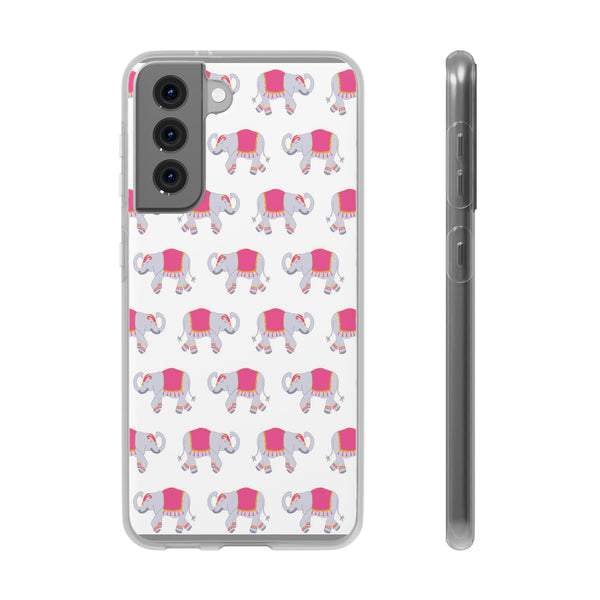 Flexible Phone Case - Preppy Chinoiserie Elephant Pattern  iphone Samsung clear access to all ports and functions