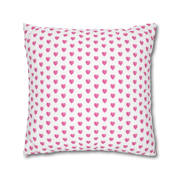 Pillow Cover Large Sham, Preppy Hot Pink Hearts in 24" or 26" inch square -  Case only (inserts not included)