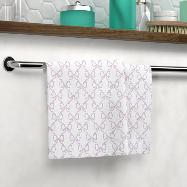 Face Towel in Preppy Hearts, Watercolor, Lilac Lavender Purple and White