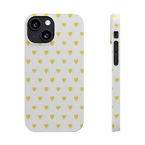 Preppy Hearts in Yellow, Heart Pattern,  Preppy Gift summer iPhone Case, Samsung Slim and Sleek, Classic, Impact Resistant Shell