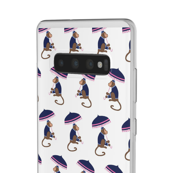 Flexible Phone Case - Preppy Chinoiserie Monkey Pattern  iphone Samsung clear access to all ports and functions