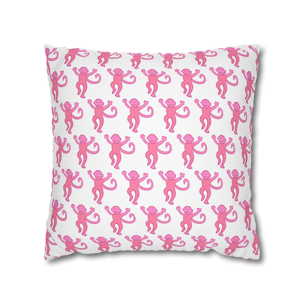 Preppy Monkey Pattern Hot Pink Pillow Cover with Zip Closure - Cover Only - Insert not included