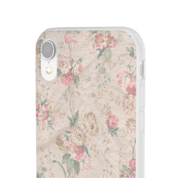 Flexible Phone Case in Romantic Floral Print - Beige, Neutral Tones
