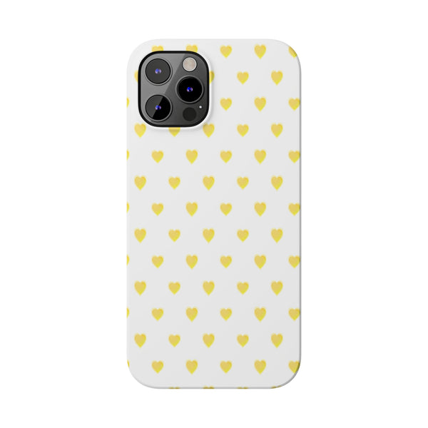 Preppy Hearts in Yellow, Heart Pattern,  Preppy Gift summer iPhone Case, Samsung Slim and Sleek, Classic, Impact Resistant Shell