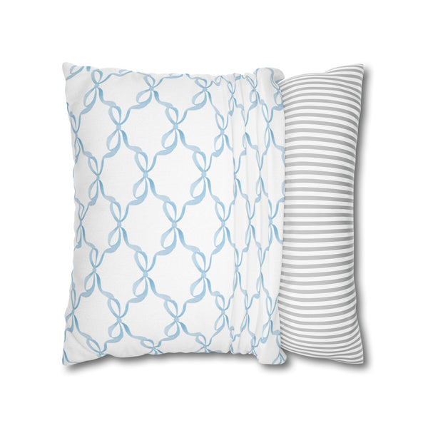 Watercolor Bow Blue Pillow Cover with Zip Closure - Cover Only - Insert not included - teen, tween, dorm room
