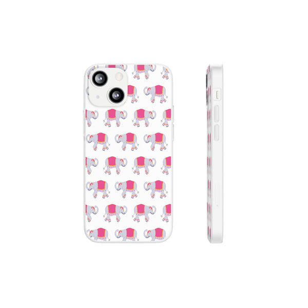 Flexible Phone Case - Preppy Chinoiserie Elephant Pattern  iphone Samsung clear access to all ports and functions