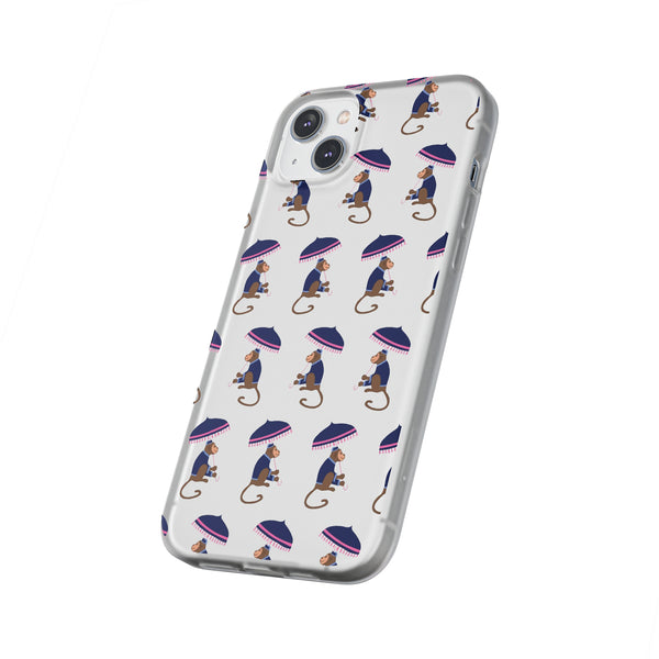 Flexible Phone Case - Preppy Chinoiserie Monkey Pattern  iphone Samsung clear access to all ports and functions
