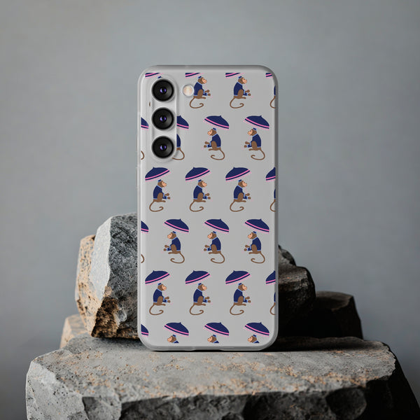 Flexible Phone Case - Preppy Chinoiserie Monkey Pattern  iphone Samsung clear access to all ports and functions