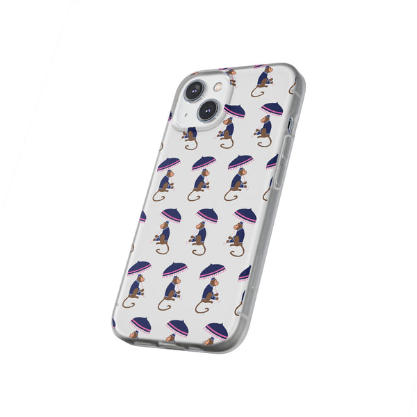Flexible Phone Case - Preppy Chinoiserie Monkey Pattern  iphone Samsung clear access to all ports and functions
