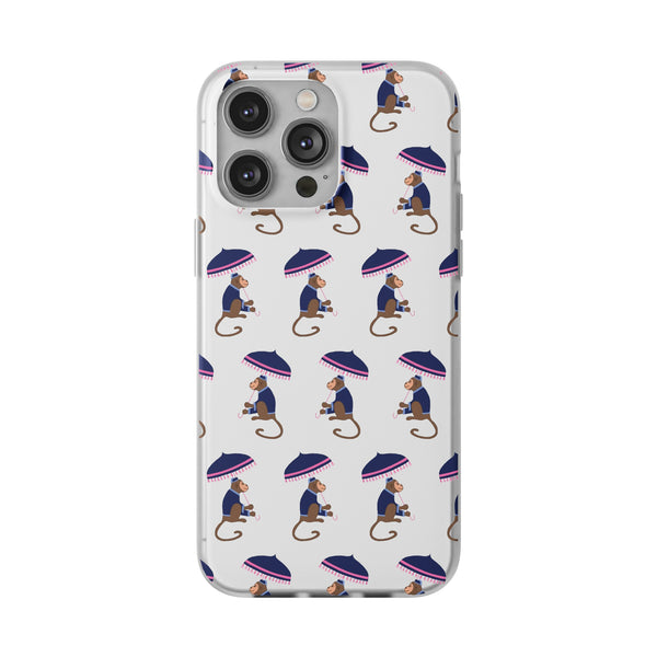 Flexible Phone Case - Preppy Chinoiserie Monkey Pattern  iphone Samsung clear access to all ports and functions