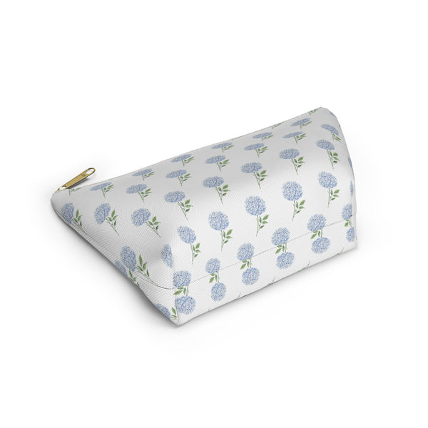 Blue Hydrangea Pattern - Accessory Pouch Zip Closure Available in Two Sizes
