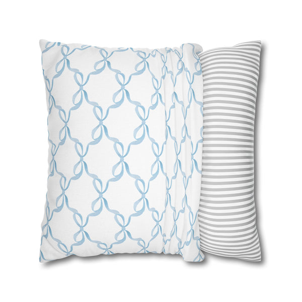 Watercolor Bow Blue Pillow Cover with Zip Closure - Cover Only - Insert not included - teen, tween, dorm room