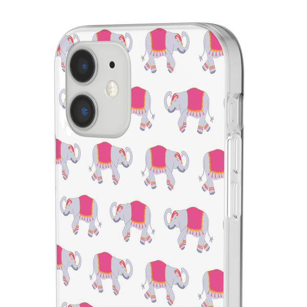 Flexible Phone Case - Preppy Chinoiserie Elephant Pattern  iphone Samsung clear access to all ports and functions