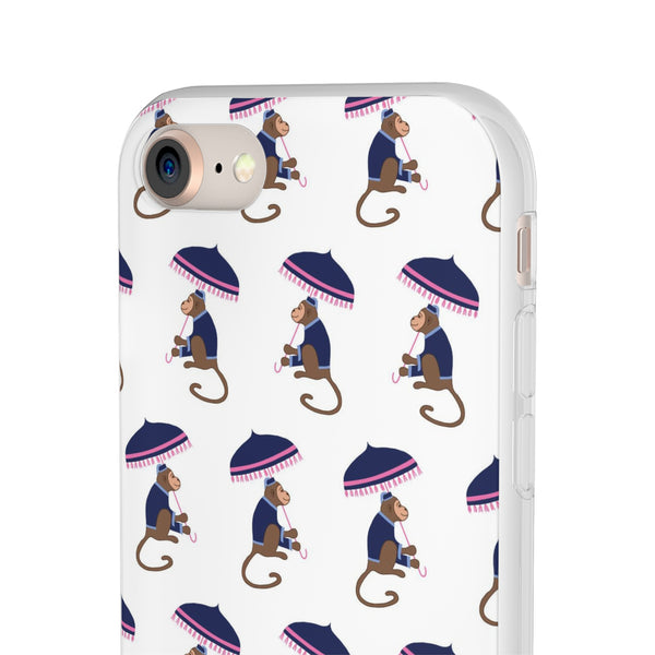 Flexible Phone Case - Preppy Chinoiserie Monkey Pattern  iphone Samsung clear access to all ports and functions