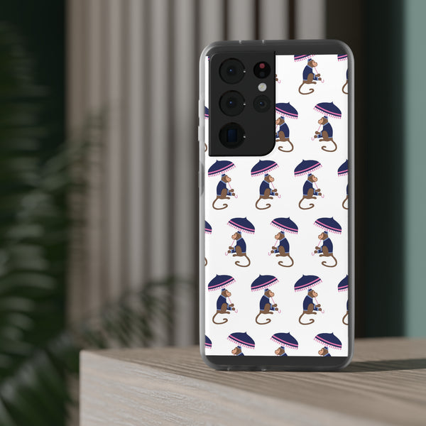 Flexible Phone Case - Preppy Chinoiserie Monkey Pattern  iphone Samsung clear access to all ports and functions