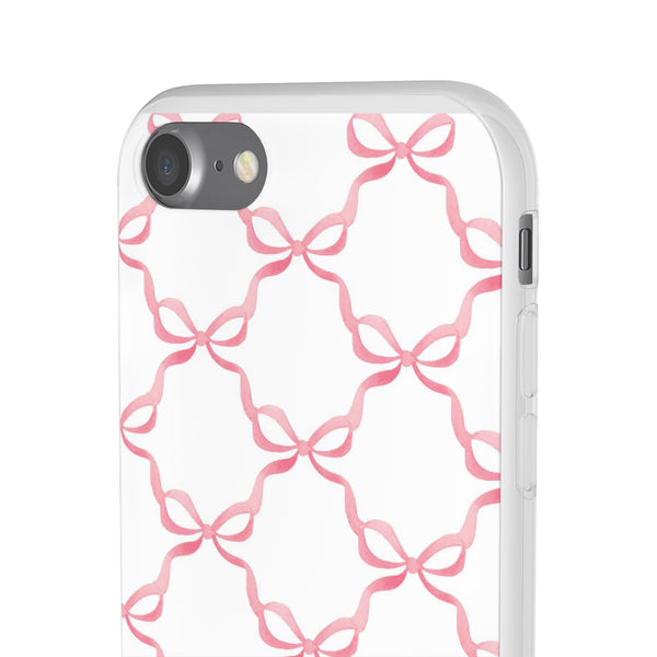 Flexible Phone Case - Preppy Chinoiserie Watercolor Bows iphone Samsung clear access to all ports and functions