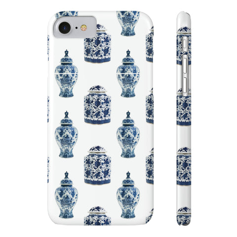 Chinoiserie Chic Toile Ginger Jar, Vase,  Phone Case in Blue and White Slim and Sleek, Preppy and Classic, Access to all Ports