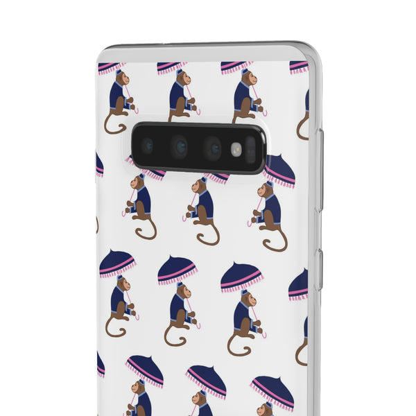 Flexible Phone Case - Preppy Chinoiserie Monkey Pattern  iphone Samsung clear access to all ports and functions