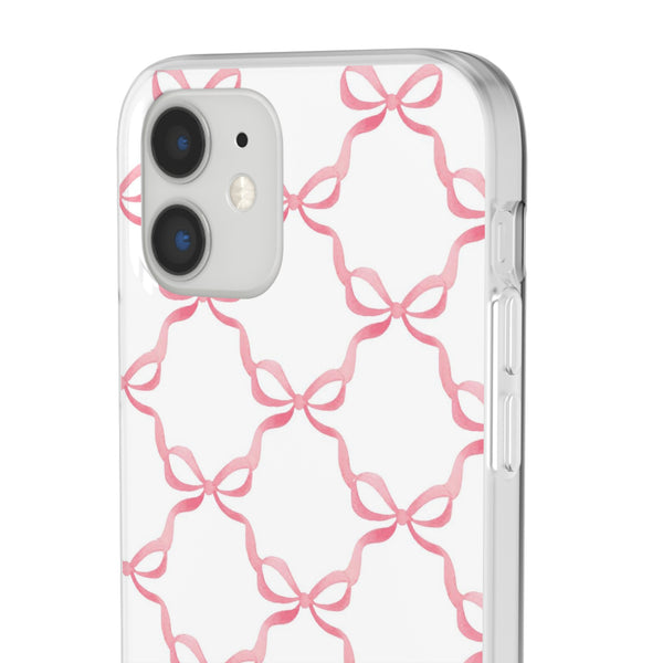 Flexible Phone Case - Preppy Chinoiserie Watercolor Bows iphone Samsung clear access to all ports and functions