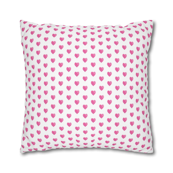 Pillow Cover Large Sham, Preppy Hot Pink Hearts in 24" or 26" inch square -  Case only (inserts not included)