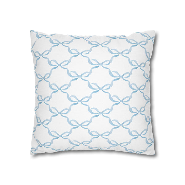 Watercolor Bow Blue Pillow Cover with Zip Closure - Cover Only - Insert not included - teen, tween, dorm room