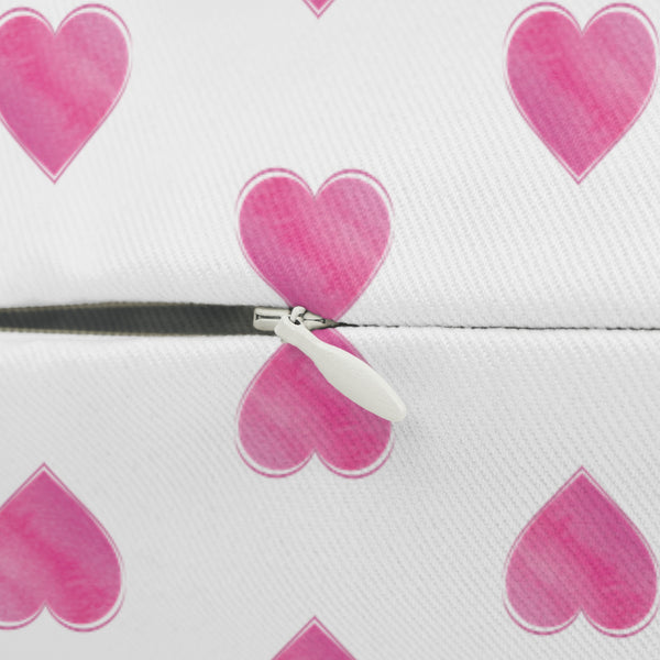 Decorative Lumbar Preppy Pink Hearts Pillow with insert , 14" x 20"