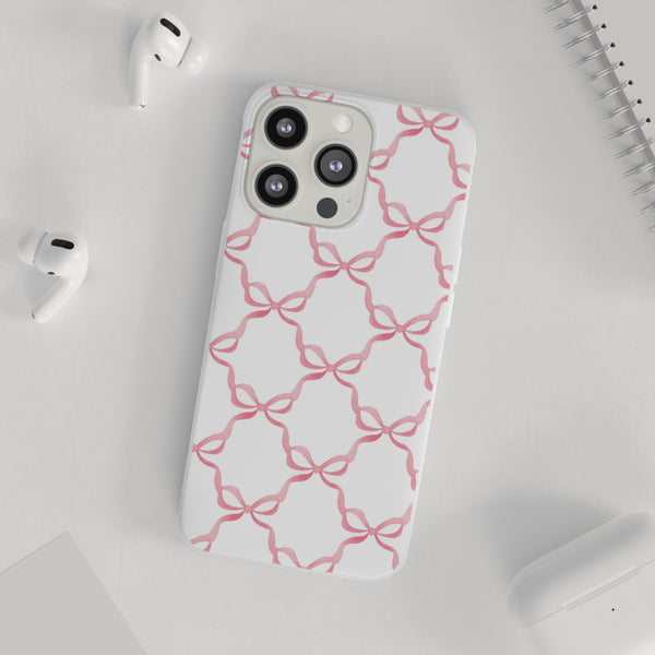 Flexible Phone Case - Preppy Chinoiserie Watercolor Bows iphone Samsung clear access to all ports and functions