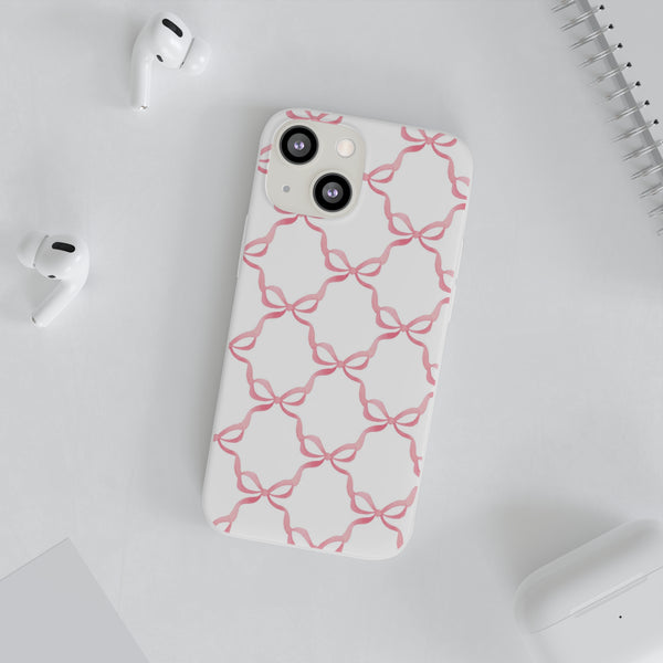 Flexible Phone Case - Preppy Chinoiserie Watercolor Bows iphone Samsung clear access to all ports and functions