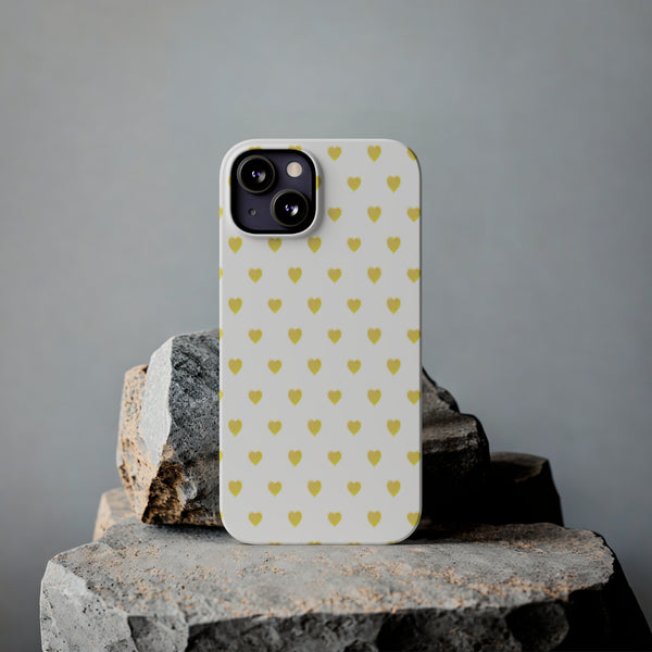 Preppy Hearts in Yellow, Heart Pattern,  Preppy Gift summer iPhone Case, Samsung Slim and Sleek, Classic, Impact Resistant Shell