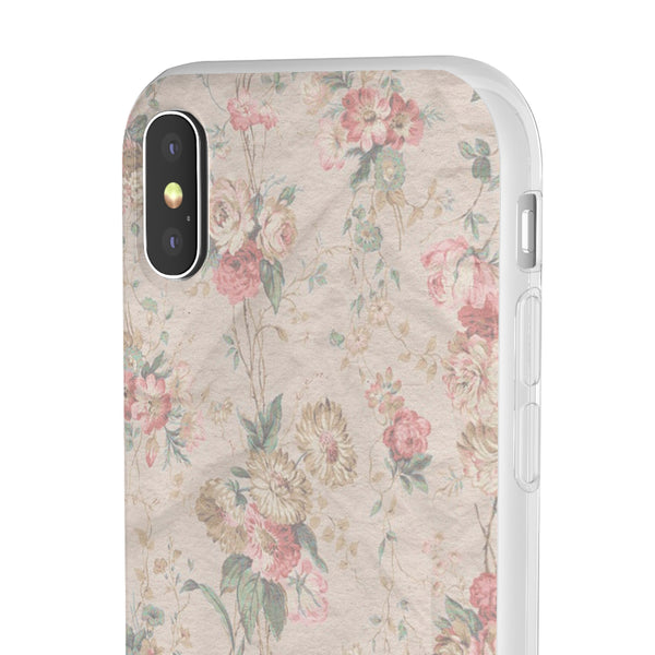 Flexible Phone Case in Romantic Floral Print - Beige, Neutral Tones