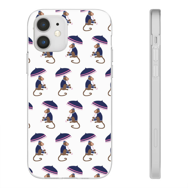 Flexible Phone Case - Preppy Chinoiserie Monkey Pattern  iphone Samsung clear access to all ports and functions