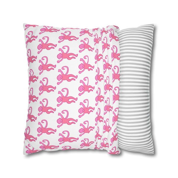 Preppy Monkey Pattern Hot Pink Pillow Cover with Zip Closure - Cover Only - Insert not included