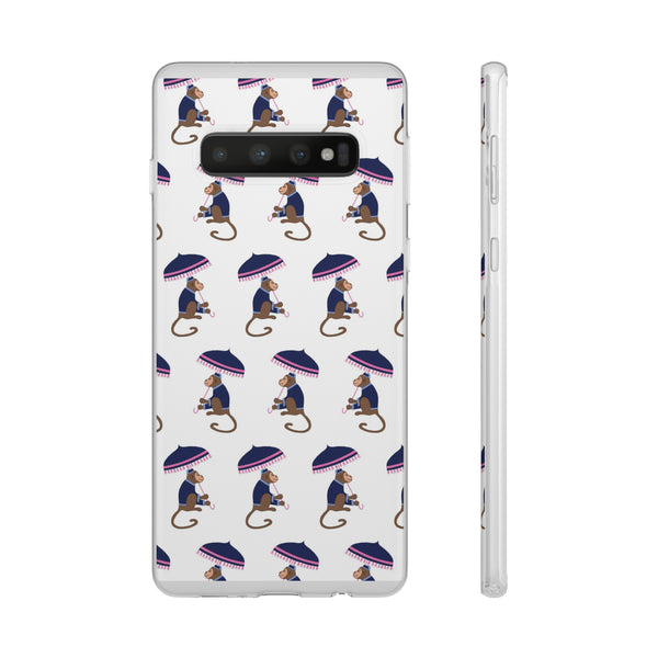 Flexible Phone Case - Preppy Chinoiserie Monkey Pattern  iphone Samsung clear access to all ports and functions
